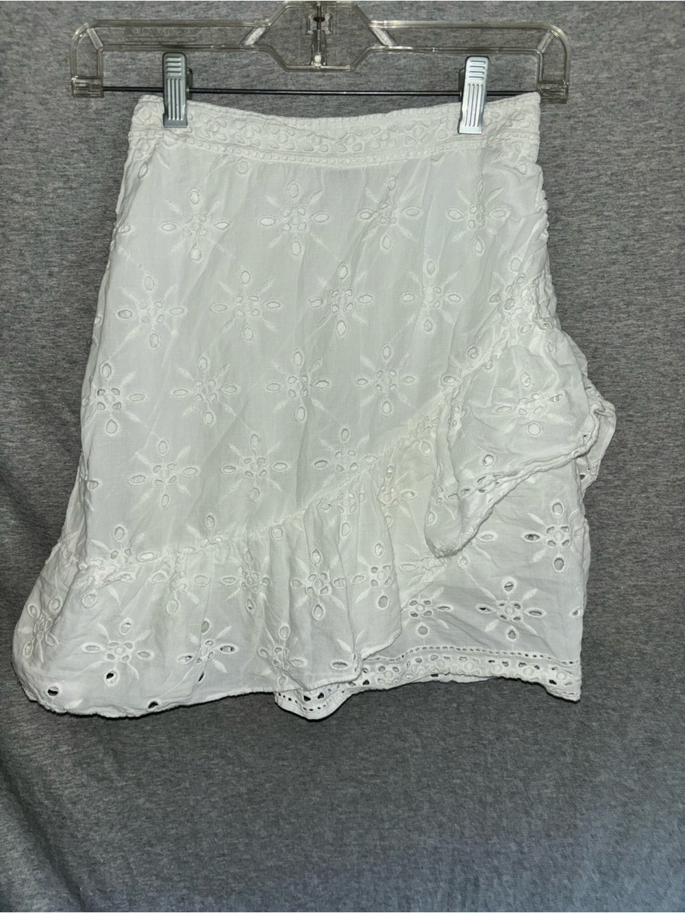 Express White Eyelet Hem Ruffle Skirt
